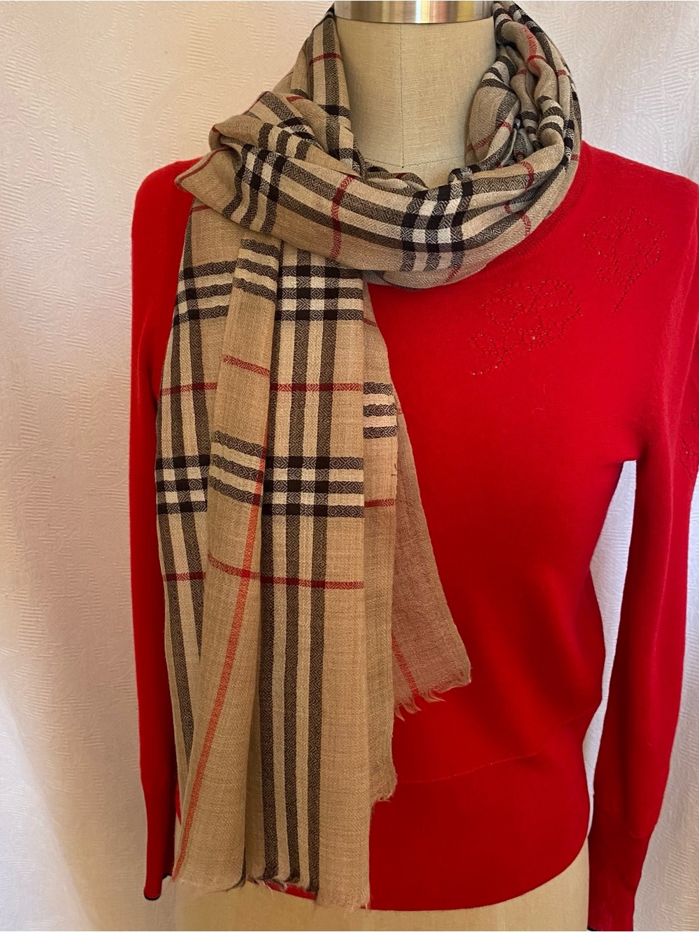 Classic nova check fine cashmere wrap scarf